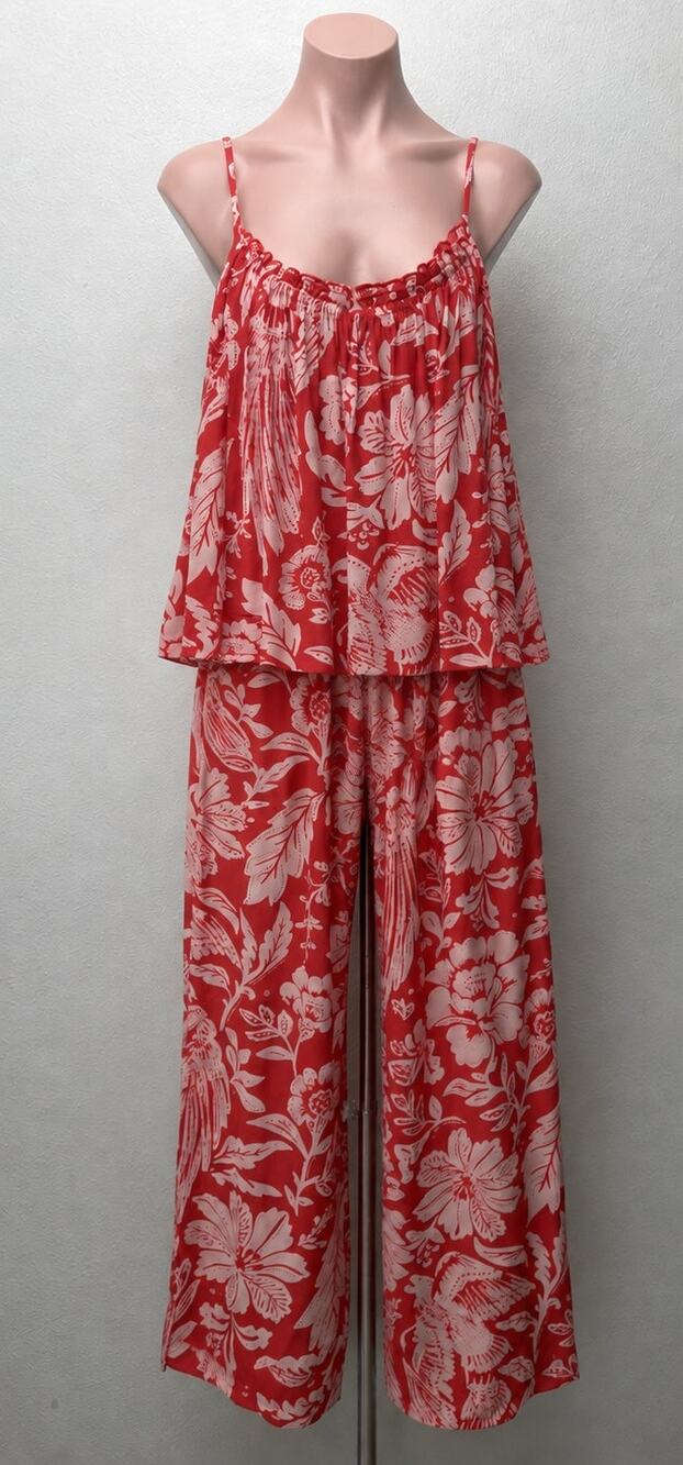 Elan Coral Pink Floral Cami Pants Set Women S